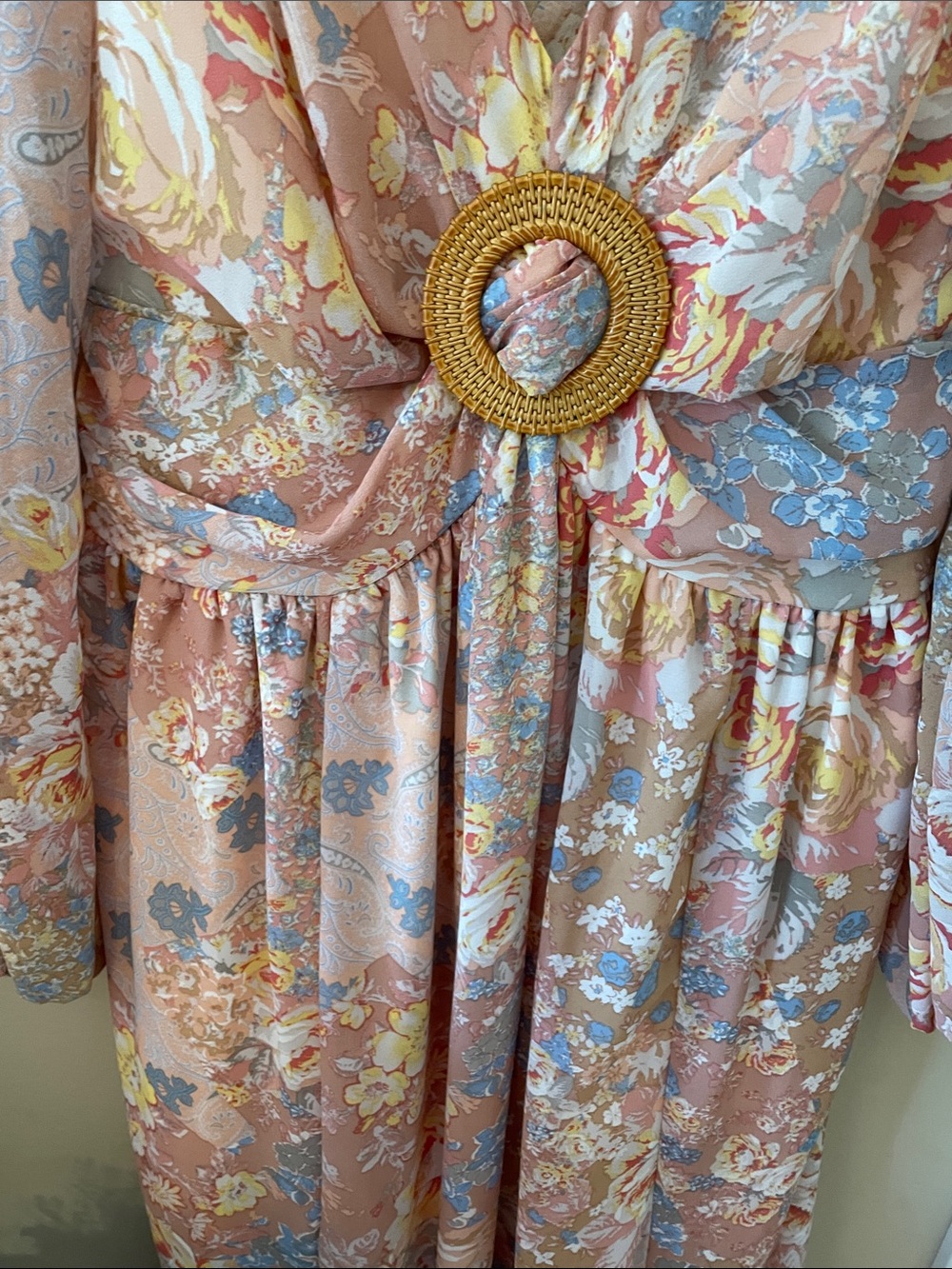 Inspired Hearts Floral Maxi Dress in Blush, Blue, Yellow - Picture 7 of 14